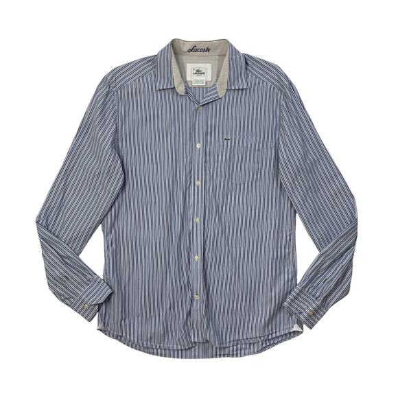 Lacoste Other - Lacoste Shirt Mens 40 Blue Button Up Slim Fit Striped Long Sleeve Cotton Preppy
